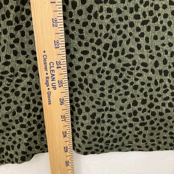 Lisa Rinna size XL Green Black Polka Dot Stretch Knit Surplice Blouse Office - Picture 4 of 8